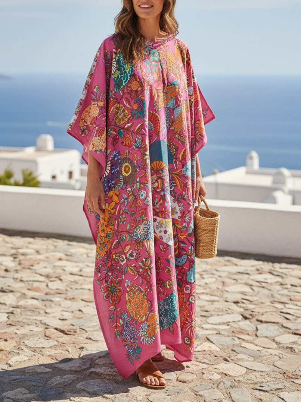 Retro Satin Floral Asymmetrical Vacation Maxi Dress