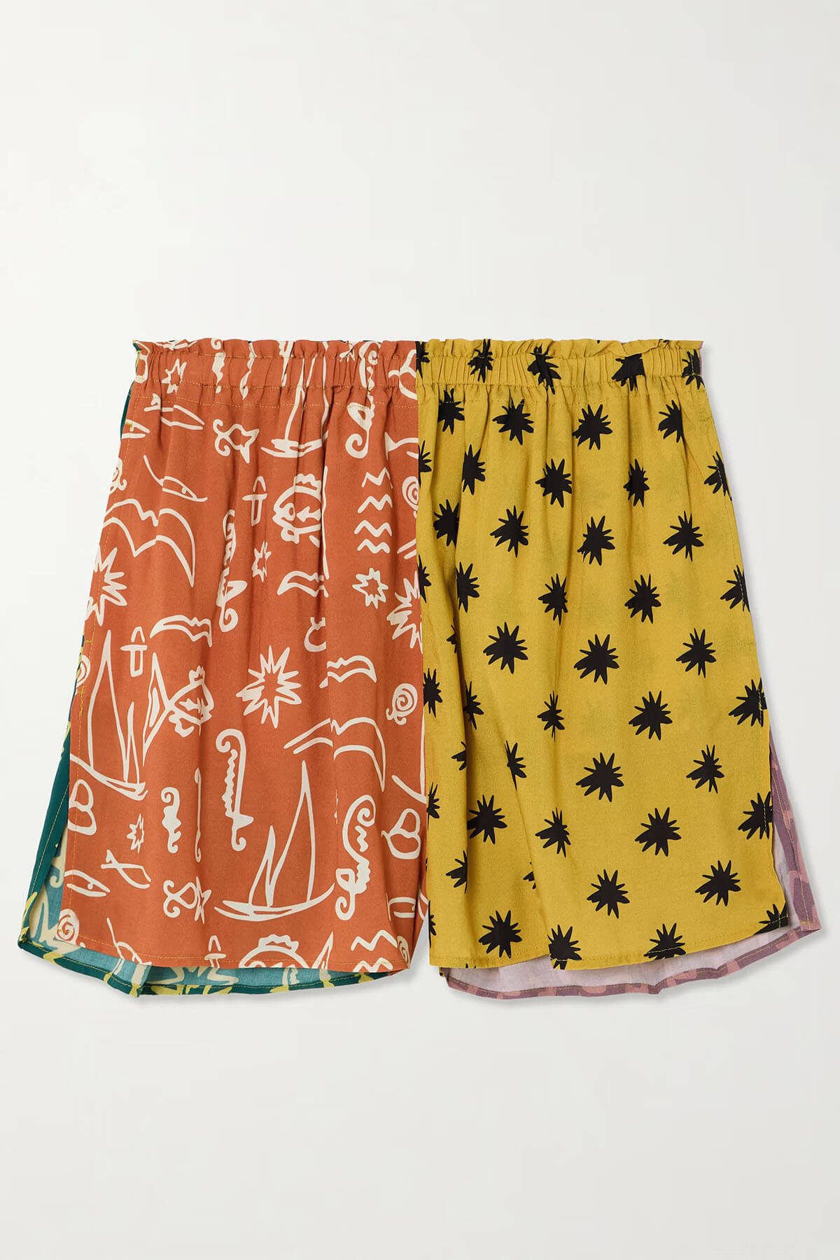 Unique Printed Crepe Shirt and Elastic Waist Shorts Set