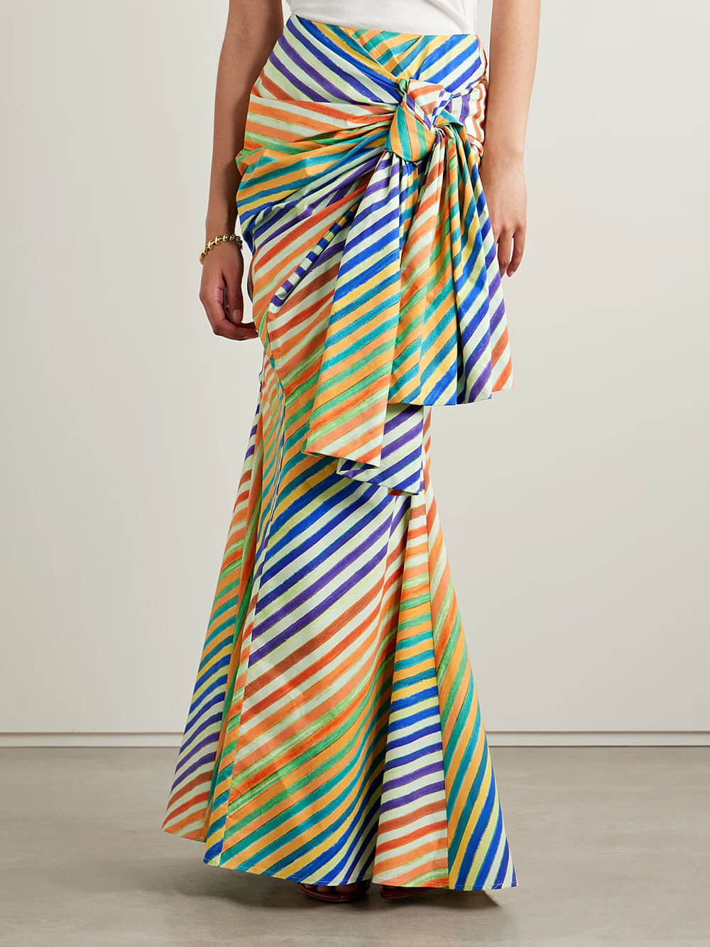 Unique Striped Print Crayon Knot Halter Top