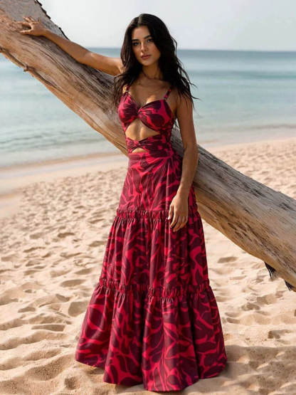 Cutout Printed One-Piece Swimsuit