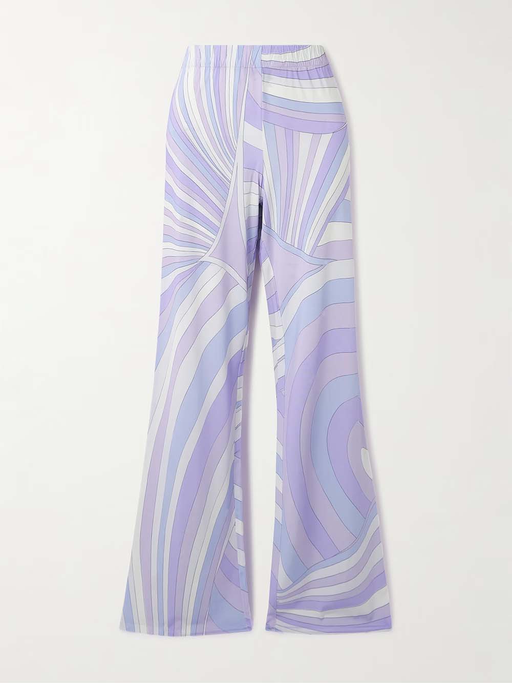 Unique Printed Satin Wide-Leg Pants