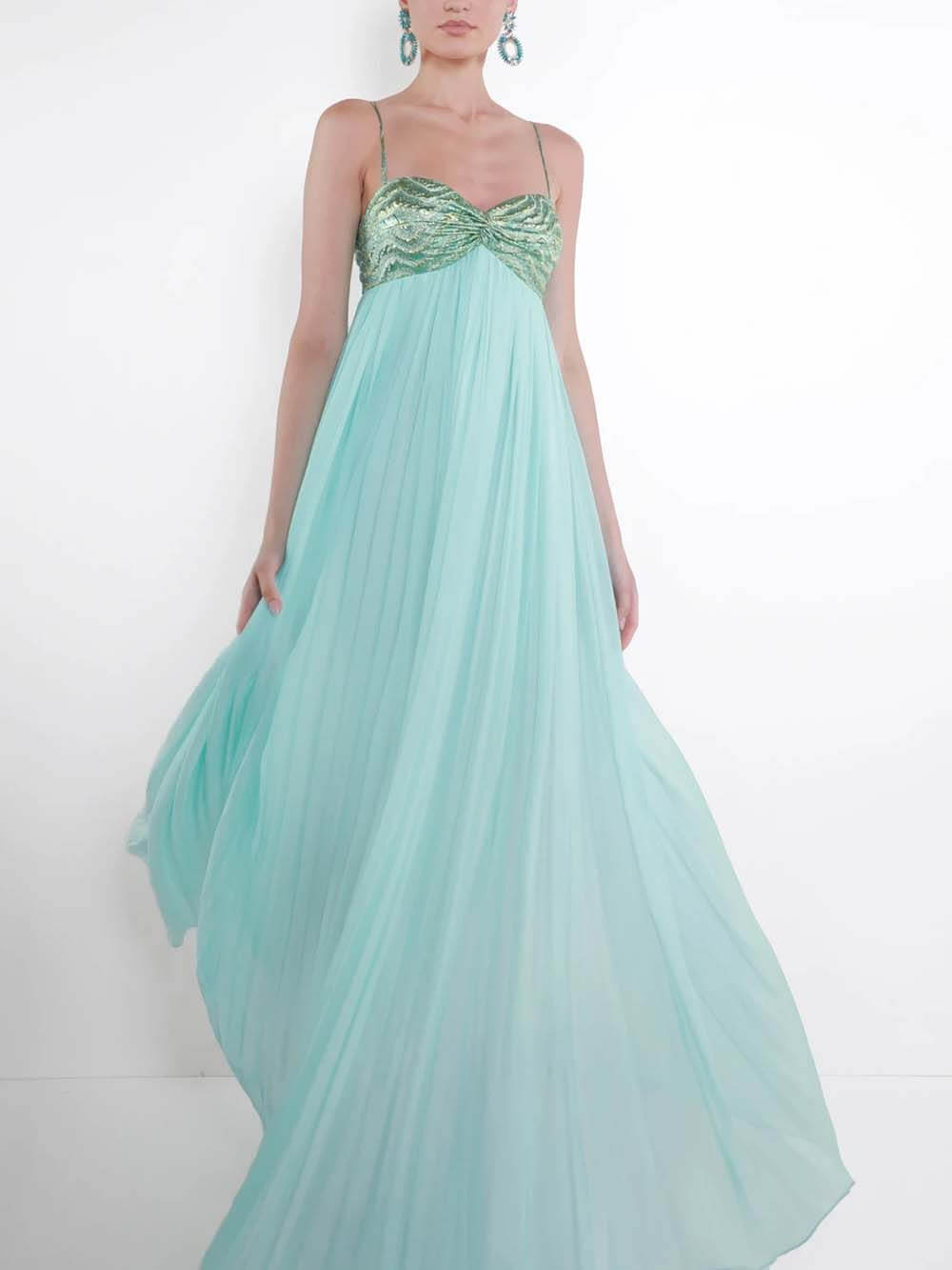 Elegant Ruched Twist-Detail Spaghetti Strap Maxi Dress