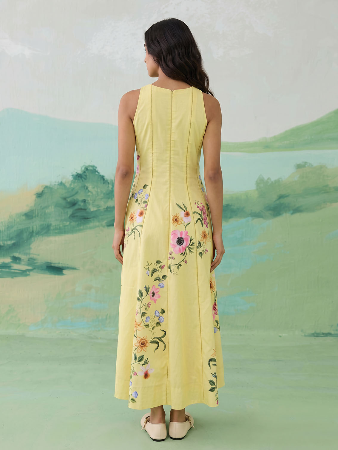 Elegant Floral Embroidered Sleeveless Maxi Dress