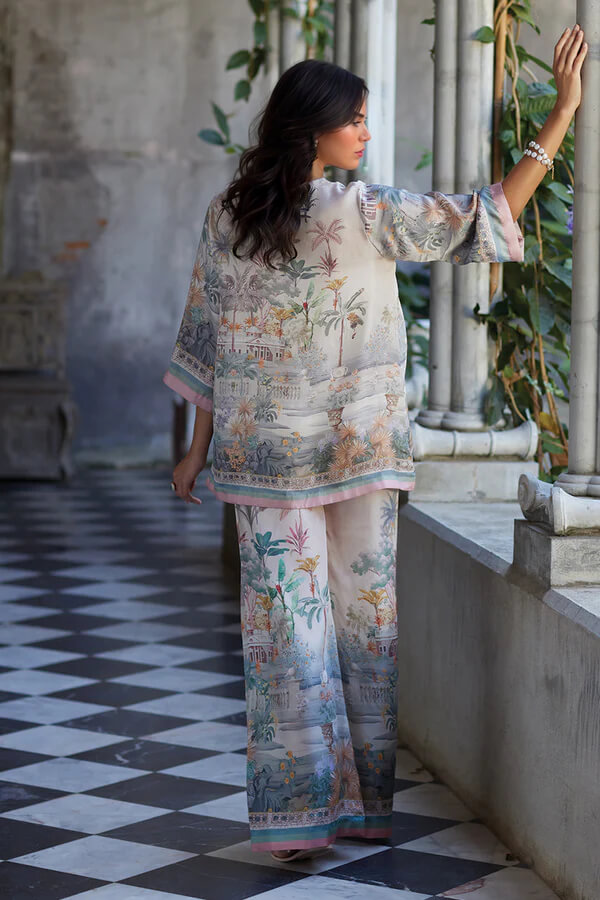 Playful And Elegant Digital Print Flared Sleeve Loose Oversized Shirt