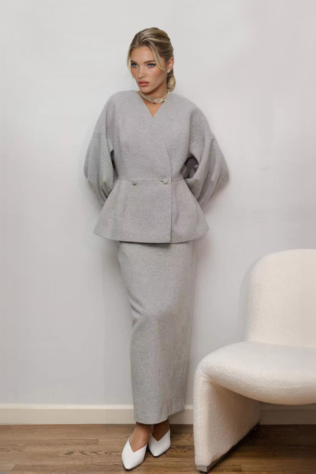 Chic Elegant Solid Fitted Maxi Skirt