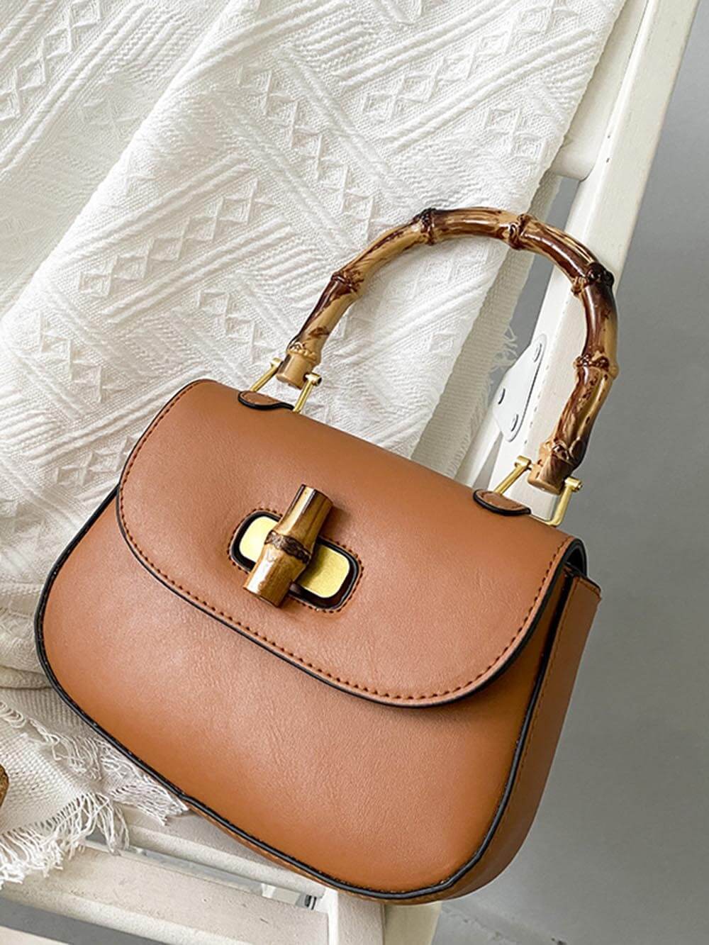 Retro Bamboo Shoulder Crossbody Handbag