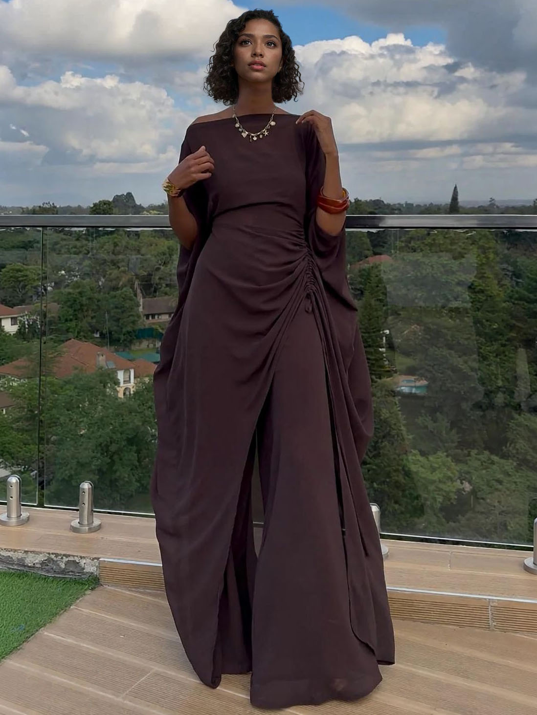 Exquisite Strapless Drawstring Two-piece Set