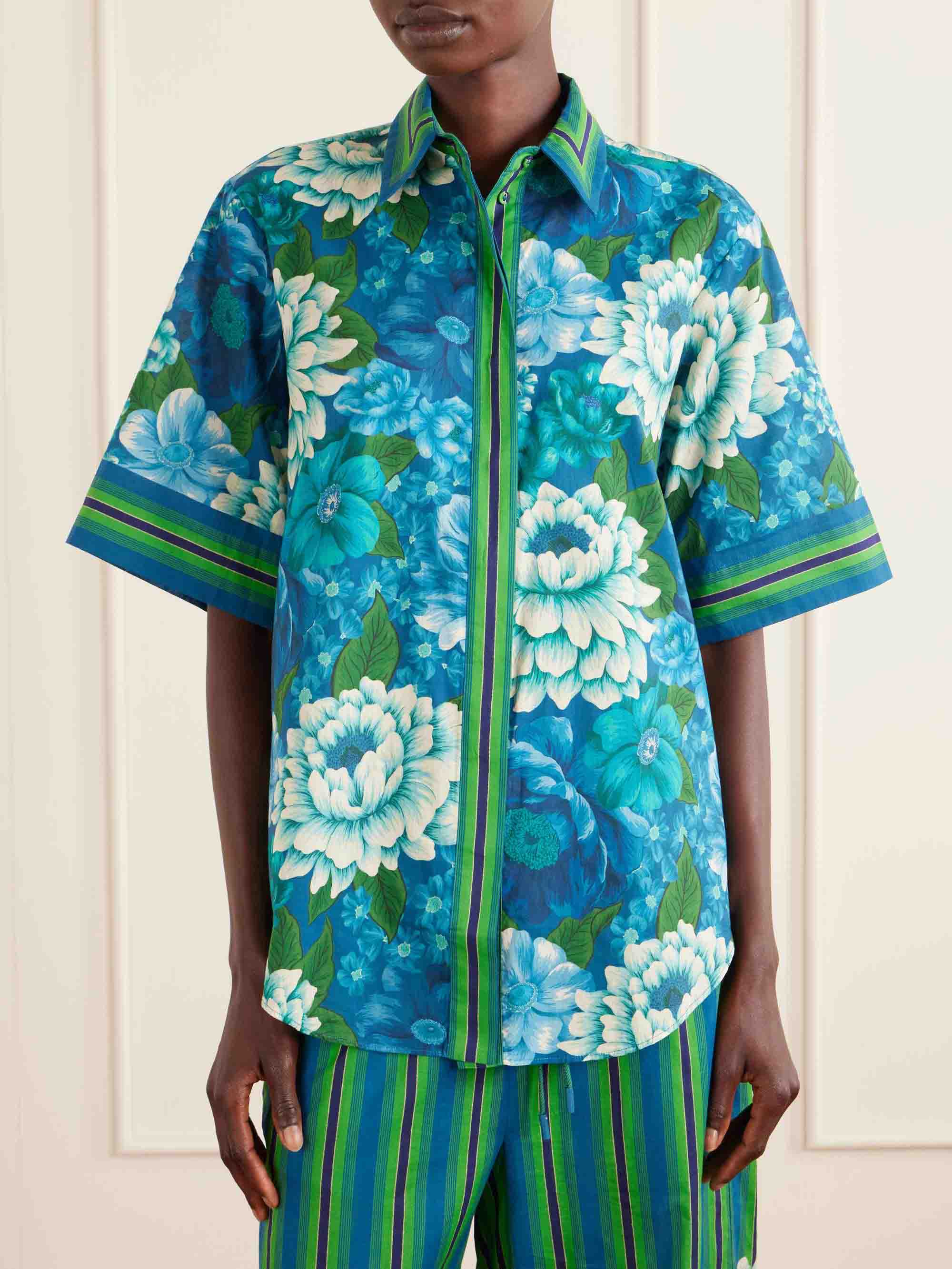 Casual Floral Print Button-Up Shirt