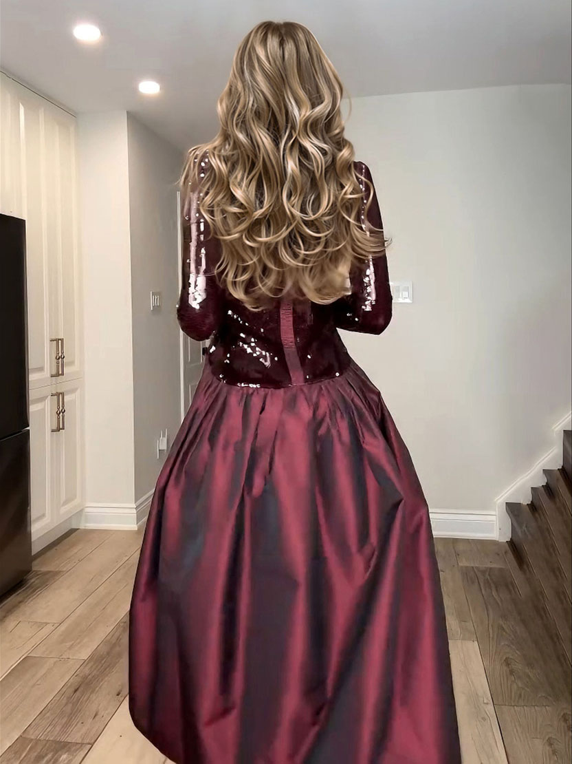 Elegant Sequined High-neck Party Midi Dress