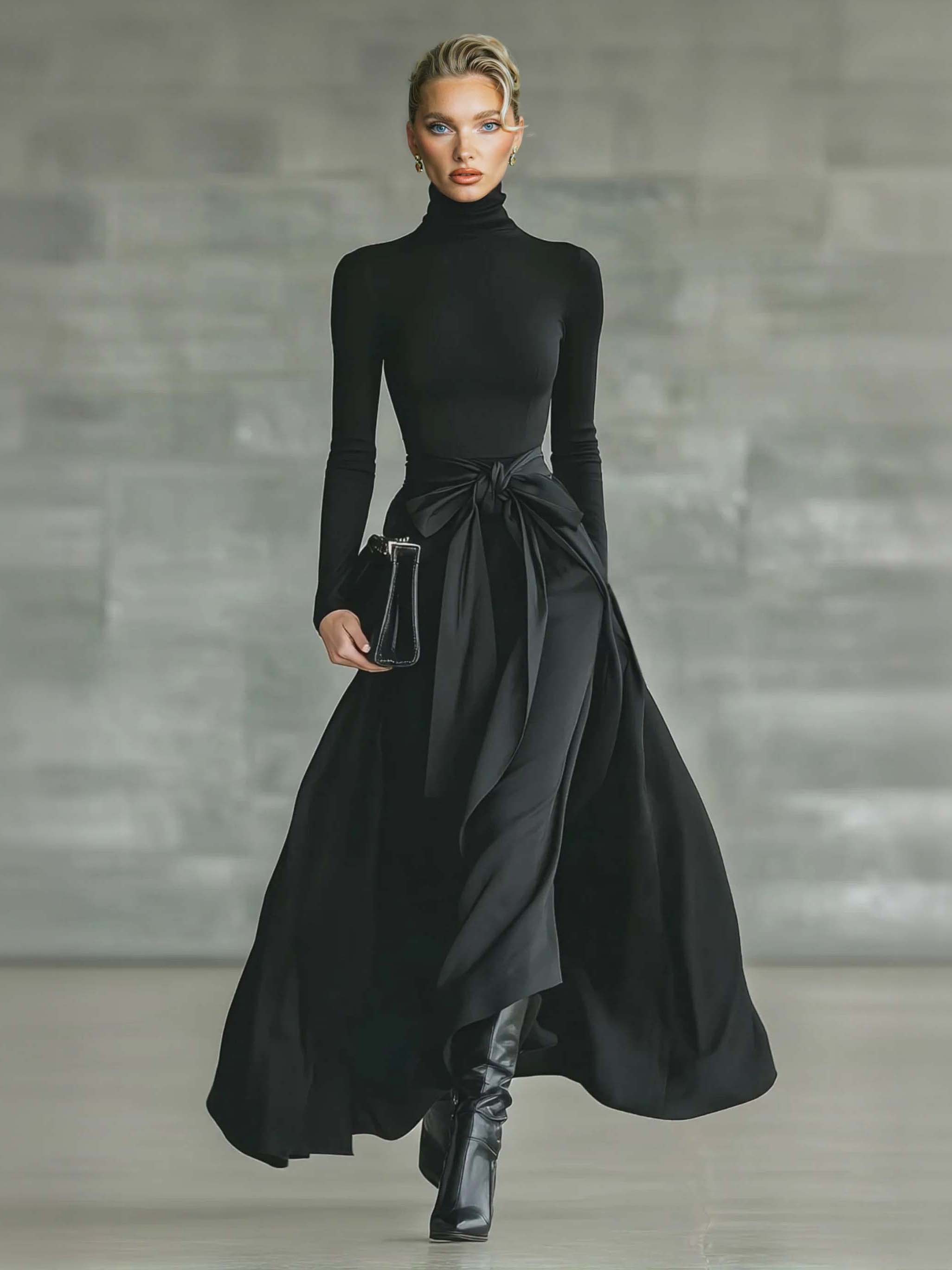 Casual Satin Tie-waist Skirt Two-piece Set