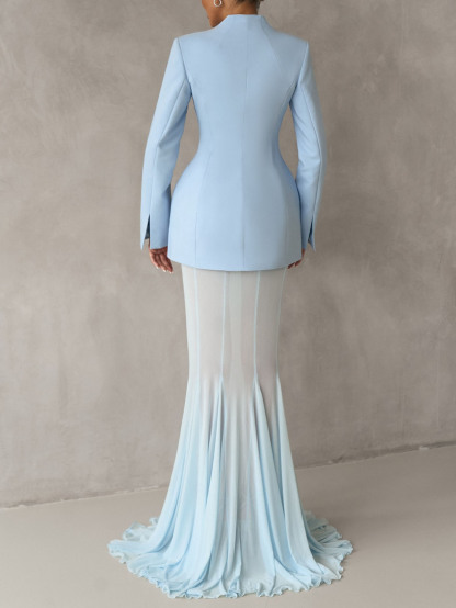 Elegant Asymmetric Concealed Button Blazer