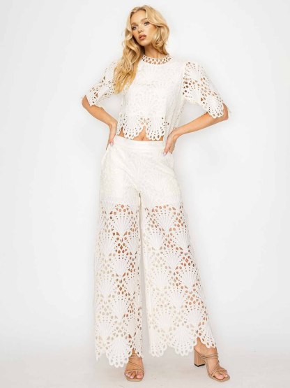 Elegant Lace Cutout Pants