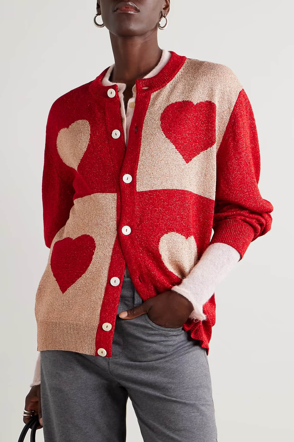 Fashion Heart Pattern Knit Cardigan