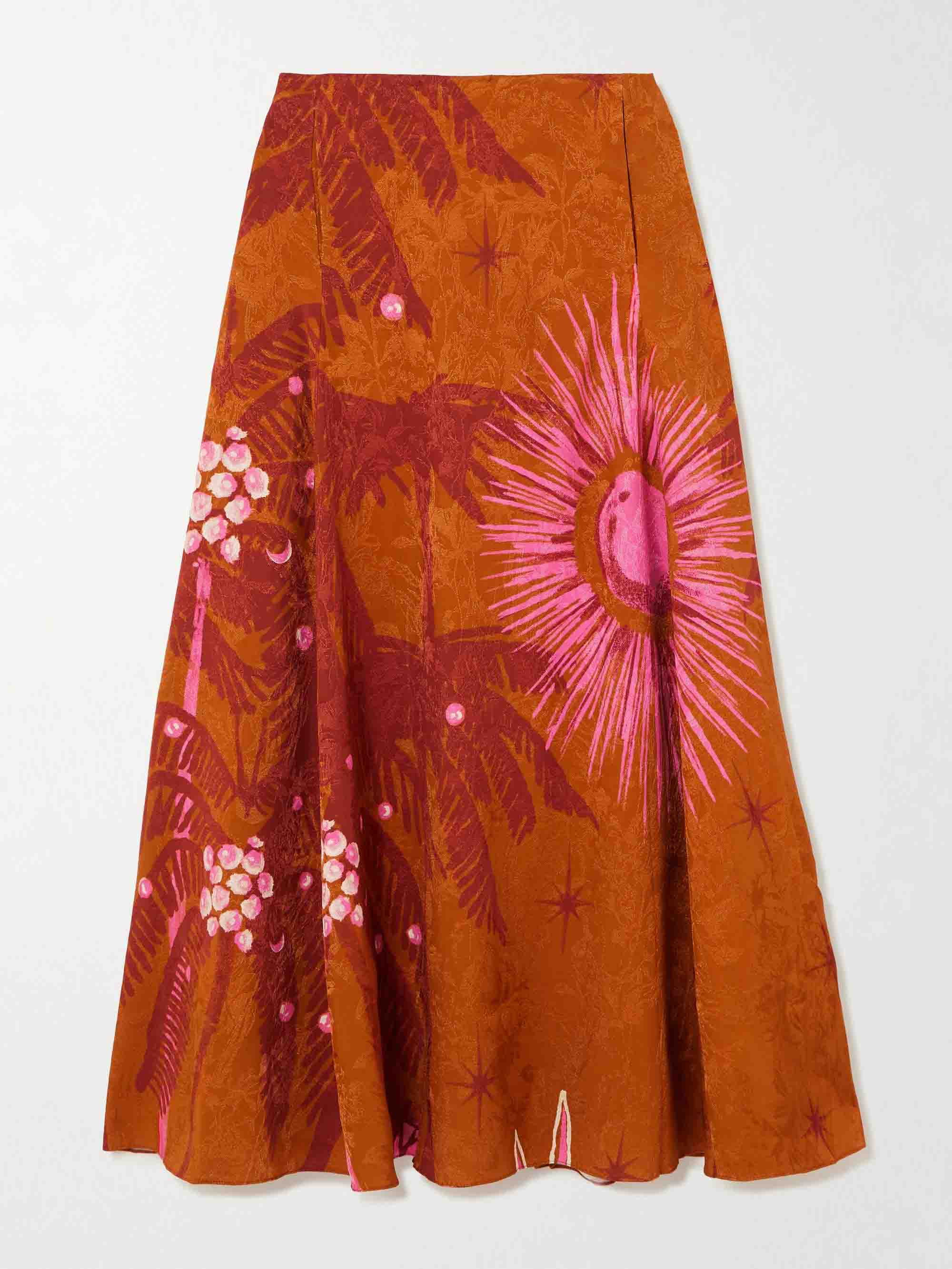 Retro Palm Tree Print Top & Skirt Two-Piece Set