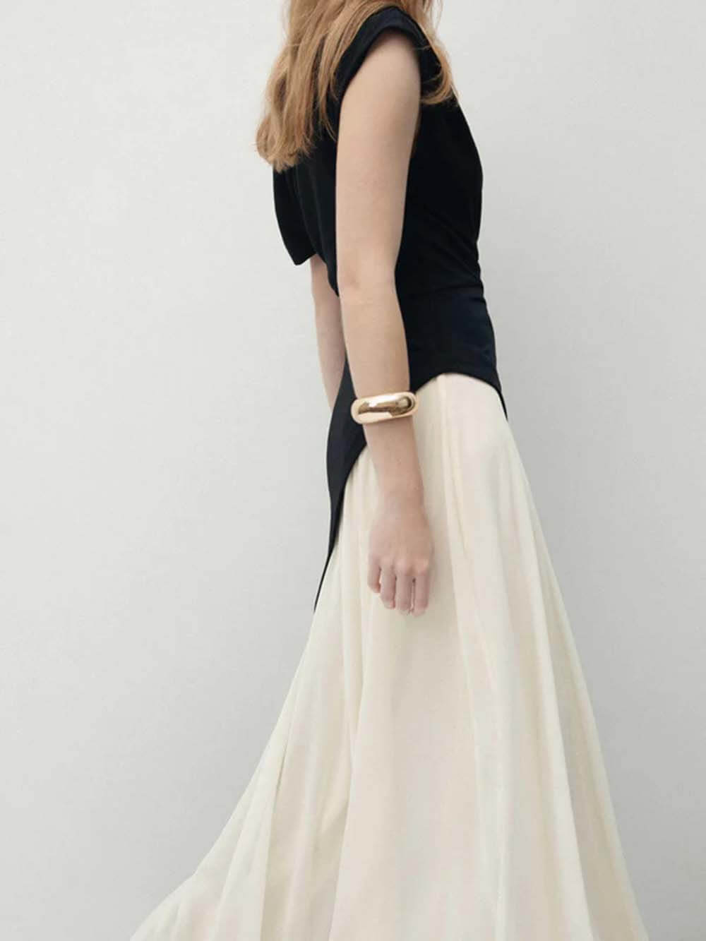 Elegant Asymmetric Off-Shoulder Pleated Maxi Dress