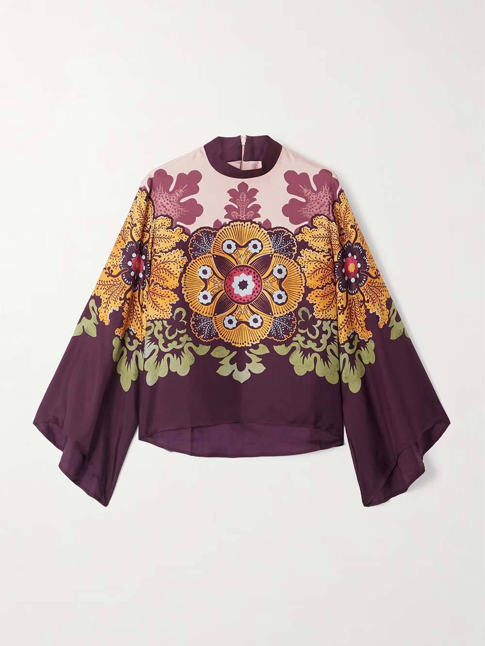 Retro Ethnic Print Satin Twill Shirt