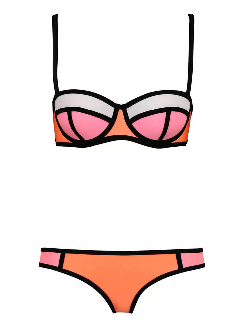 LikeMyChoice Geometric Contrast Trim Bikini Ste