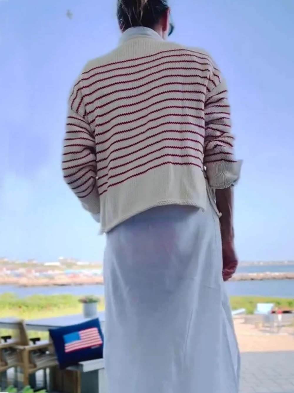 Retro Cream And Red Striped Lobster Sweater