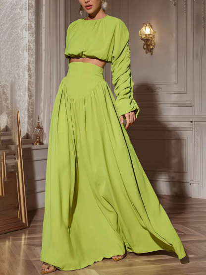 Elegant Pleated Tie High-Waisted Skirt