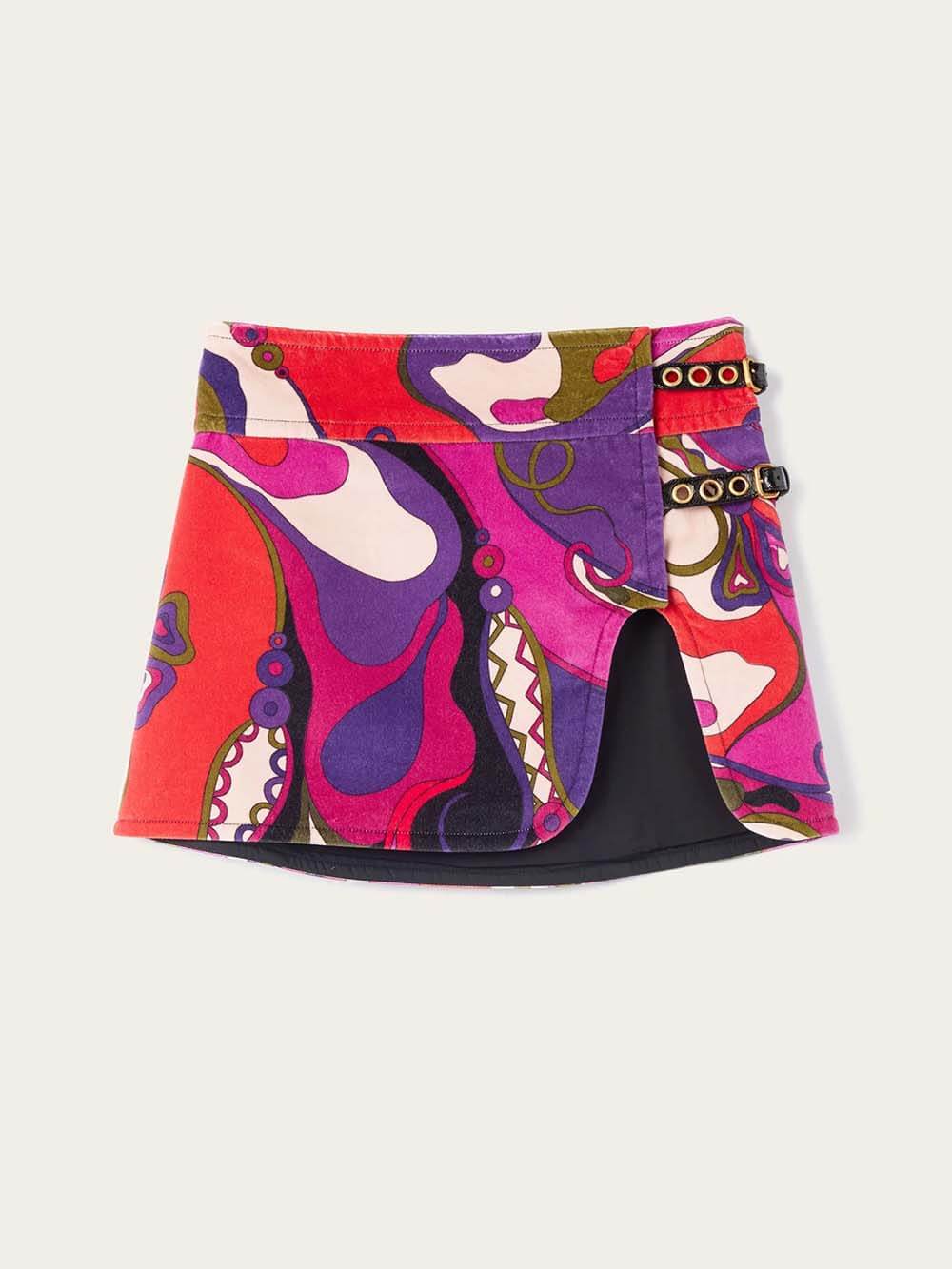 Unique Rainbow Print Slit Mini Skirt
