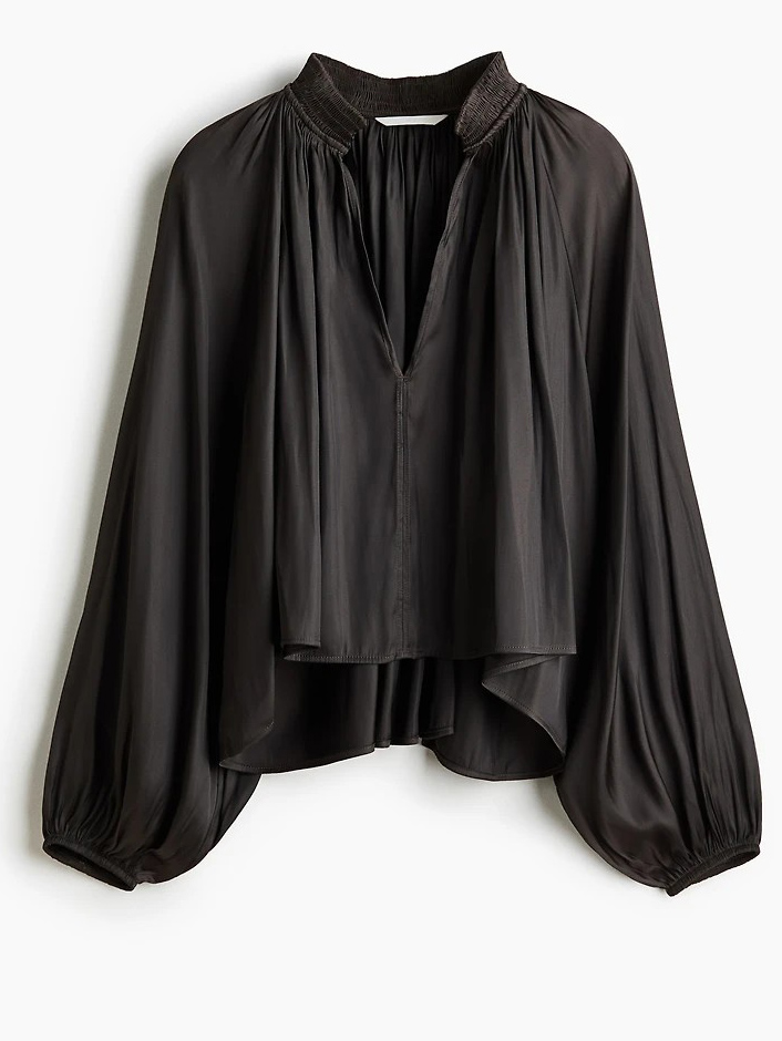 Elegant Satin Long Sleeve Top & Harem Pants Two-Piece Set