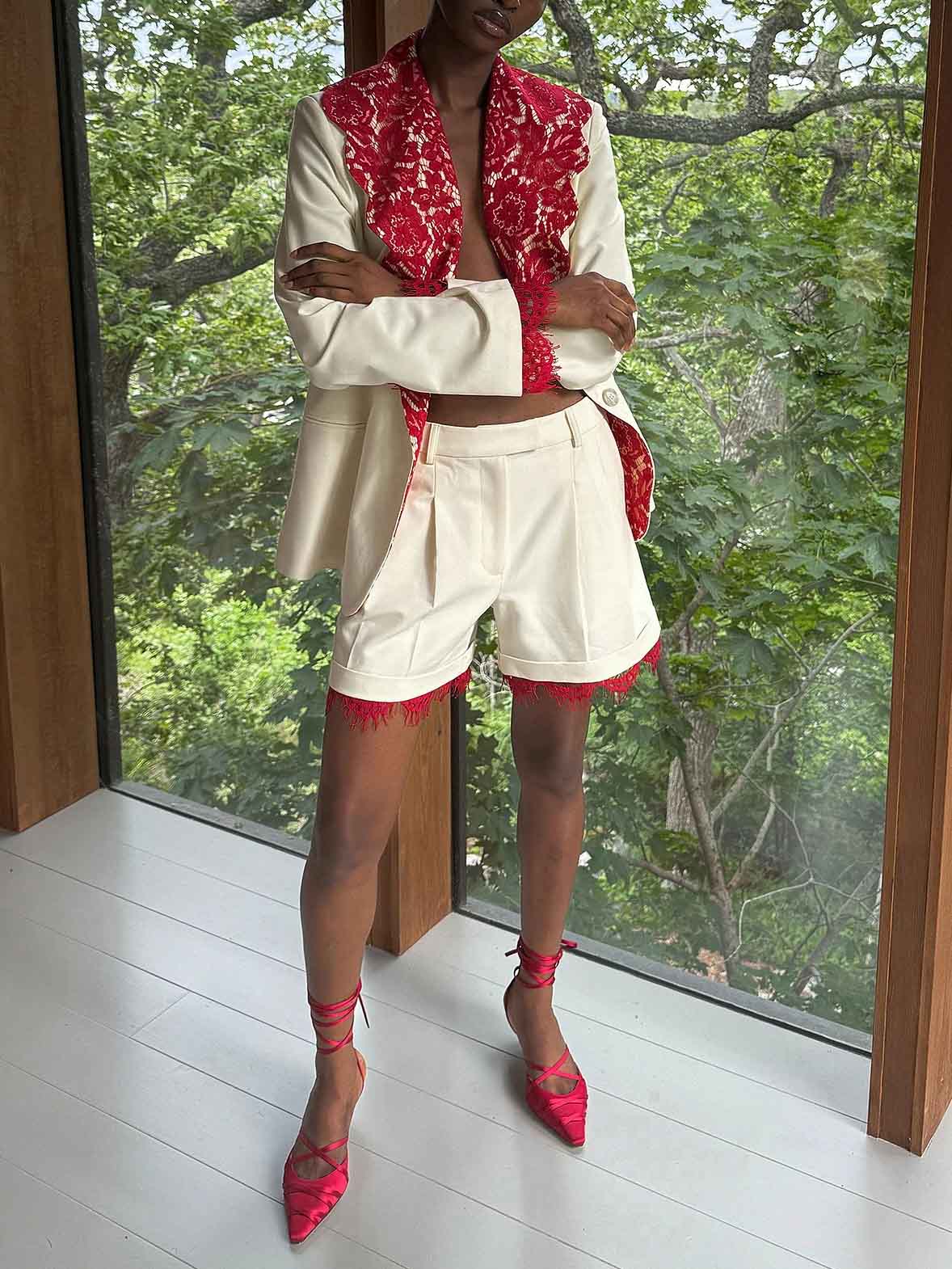 Elegant Lace-trimmed Blazer