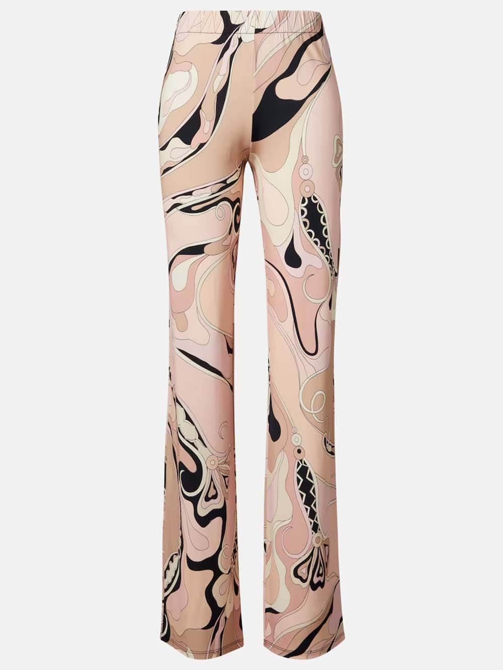 Unique Floral Print Fitted Button Shirt & Elastic Waist Straight-Leg Pants Set