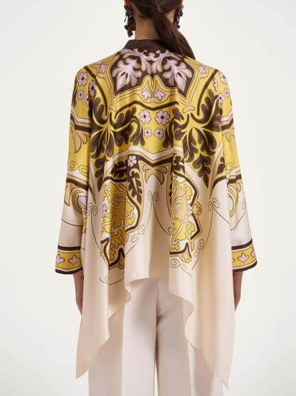 Unique Irregular Print Oversized Button-Down Shirt