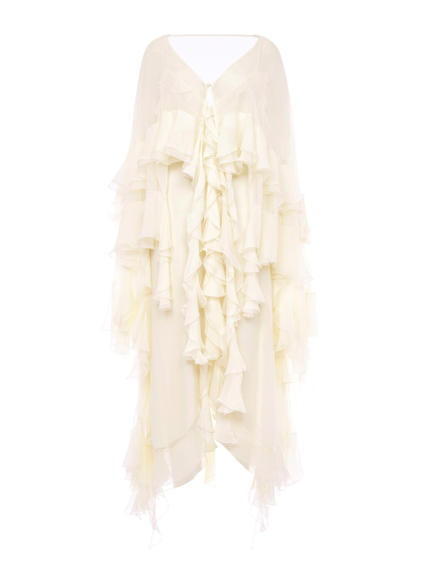 Elegant Tulle Ruffled Flowy Beach Maxi Dress