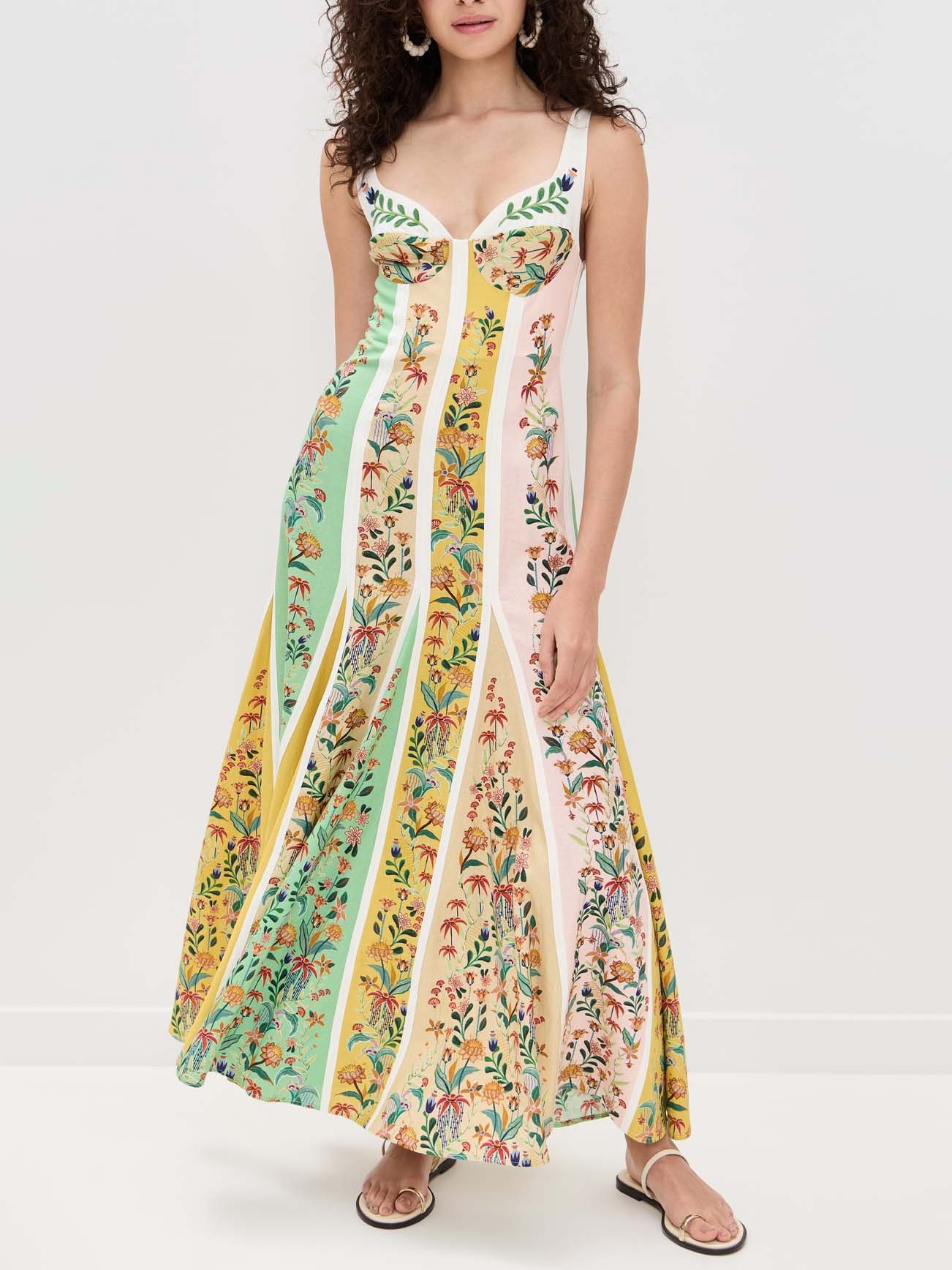 Casual Patchwork Floral Print A-line Maxi Dress