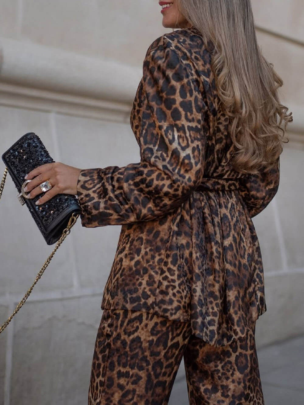 Fashion Leopard Print Lapel Blazer