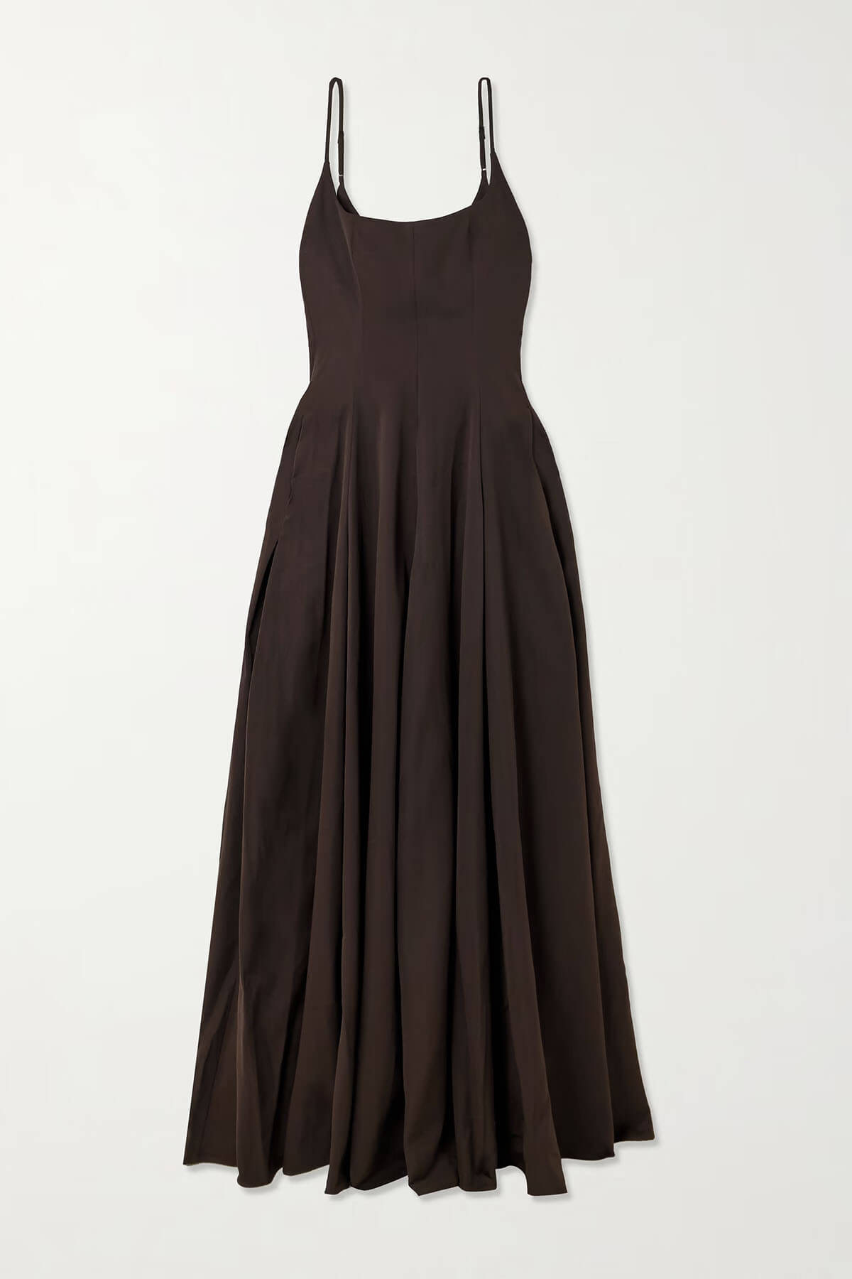 Elegant Backless Ruched Twill Maxi Dress