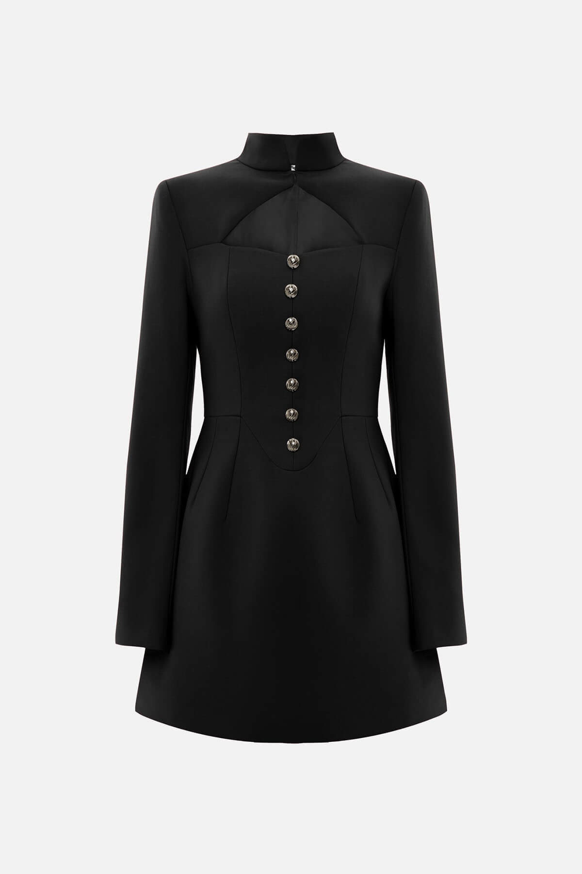 Exquisite Hollowed-out Button-down Slim-fit Mini Dress