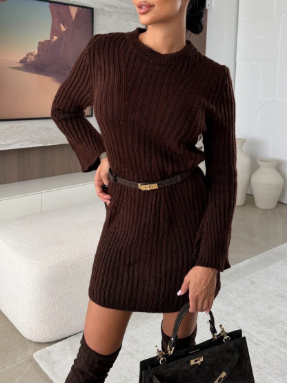 Fashion Casual Cable Knit Sweater Mini Dress