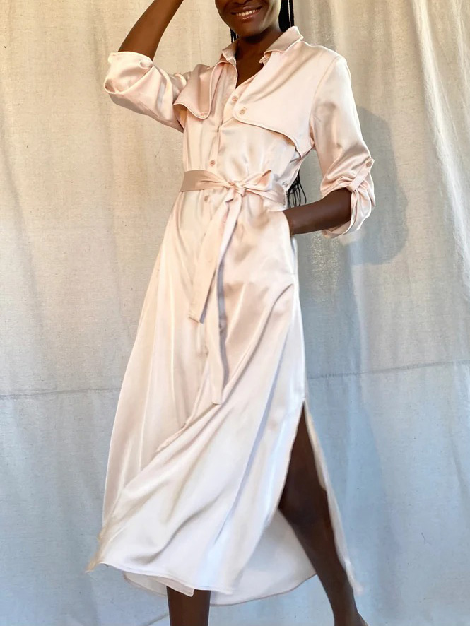 Elegant Lightweight Longline Satin Trench Coat