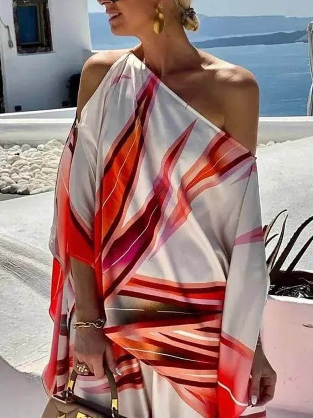 Exquisite Printed Elastic Waist Pocket Straight-Leg Pants