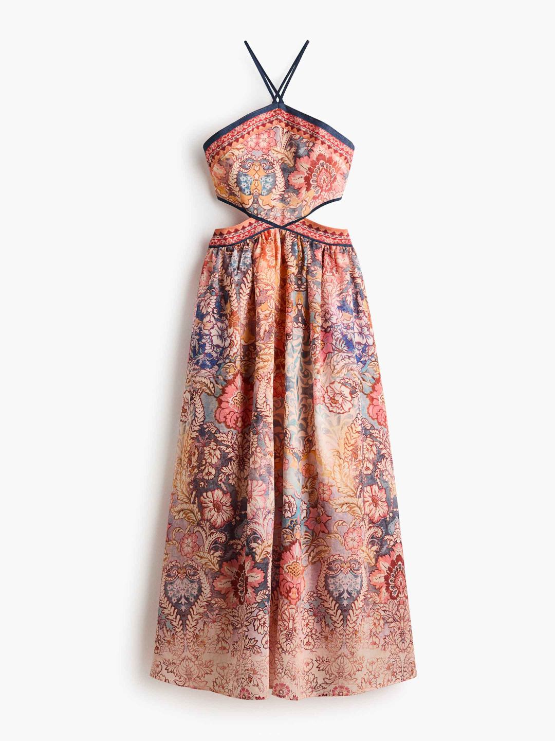 Bohemian Print Backless Spaghetti Strap Maxi Dress