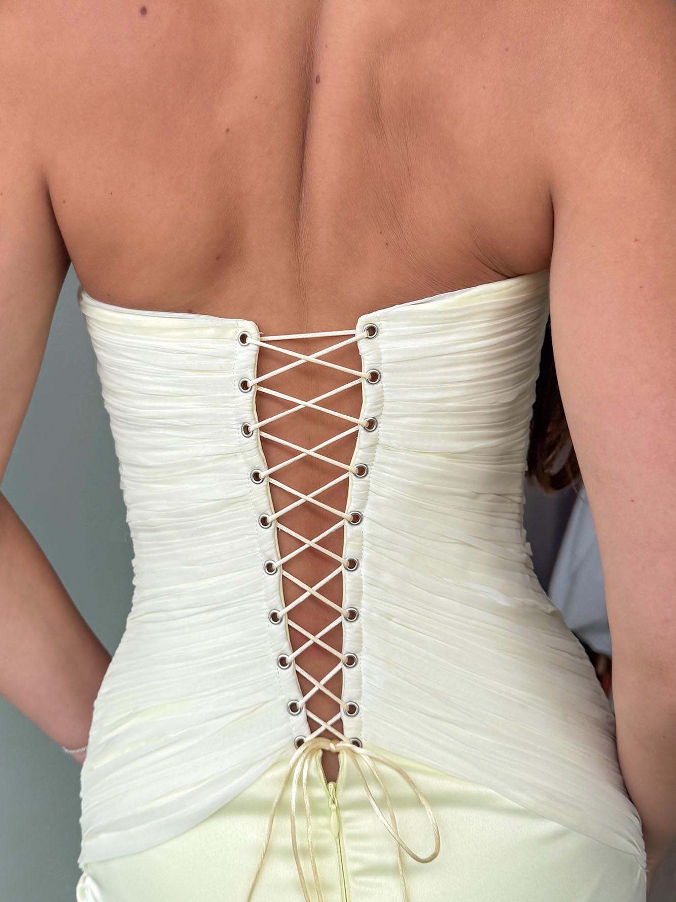 Elegant V-neck Pleated Corset Maxi Dress