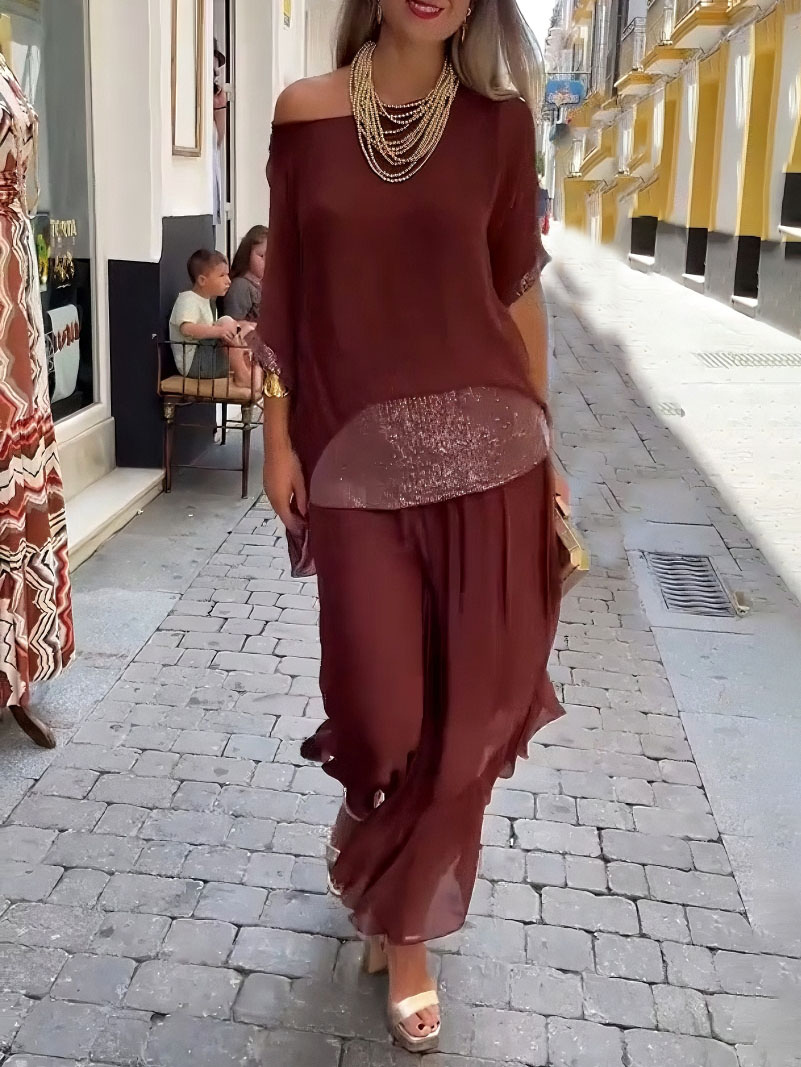 Elegant Asymmetrical Sheer Chiffon Batwing Top