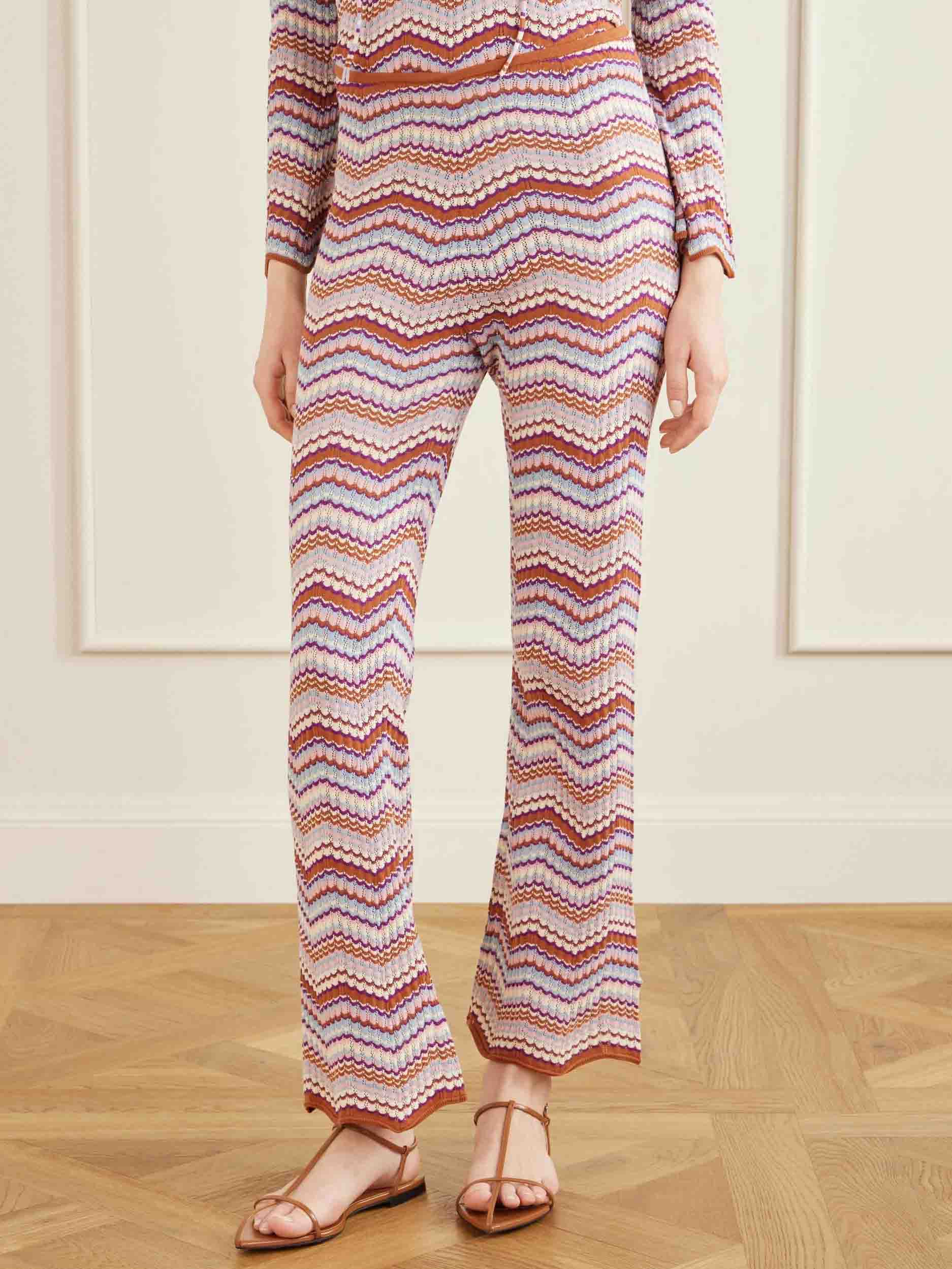 Casual Zigzag Stripe Knit Two-Piece Set