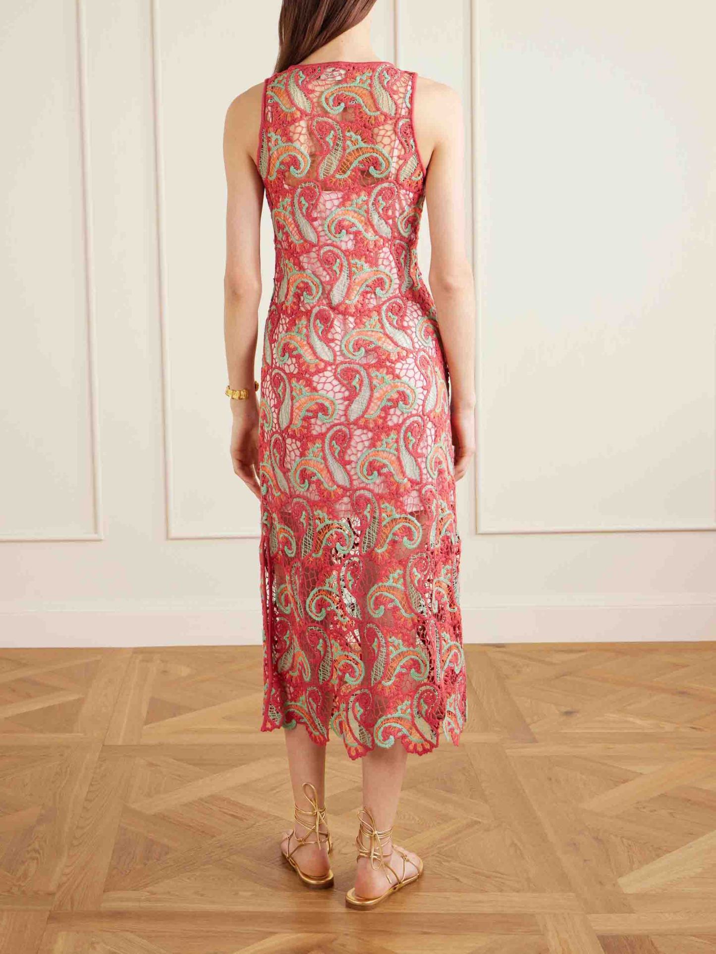 Exquisite Paisley Crochet Midi Dress