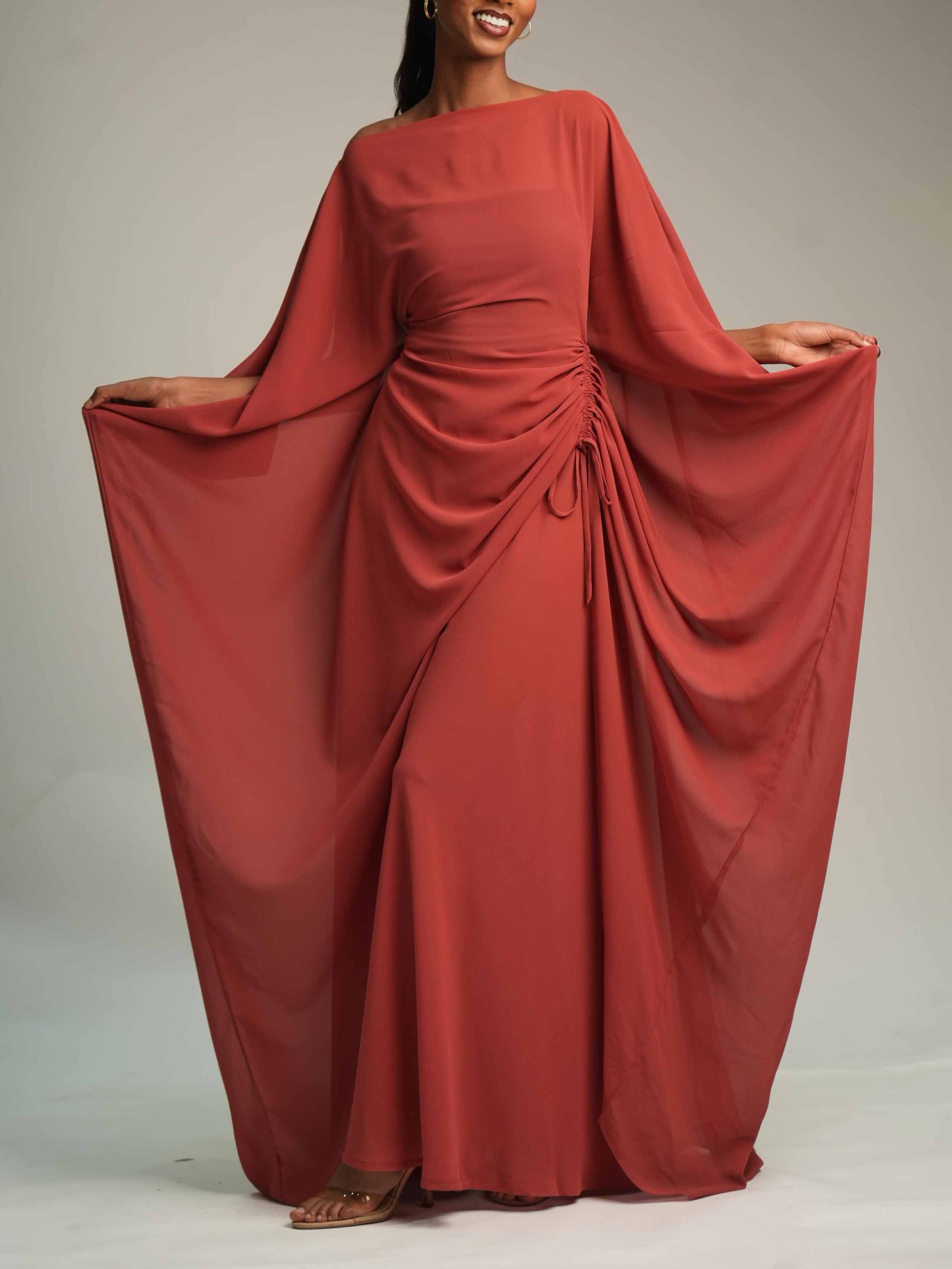 Elegant Ruched Slit Top & Pants Two-Piece Set