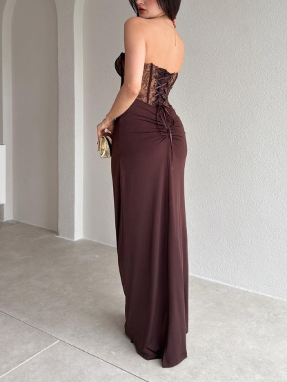 Casual Leopard Print Flowy Chiffon Maxi Dress