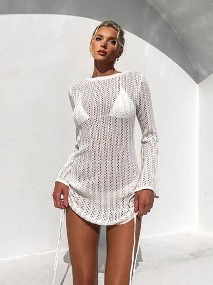 Beach Cutout Side-Tie Backless Sun Protection Cover-Up