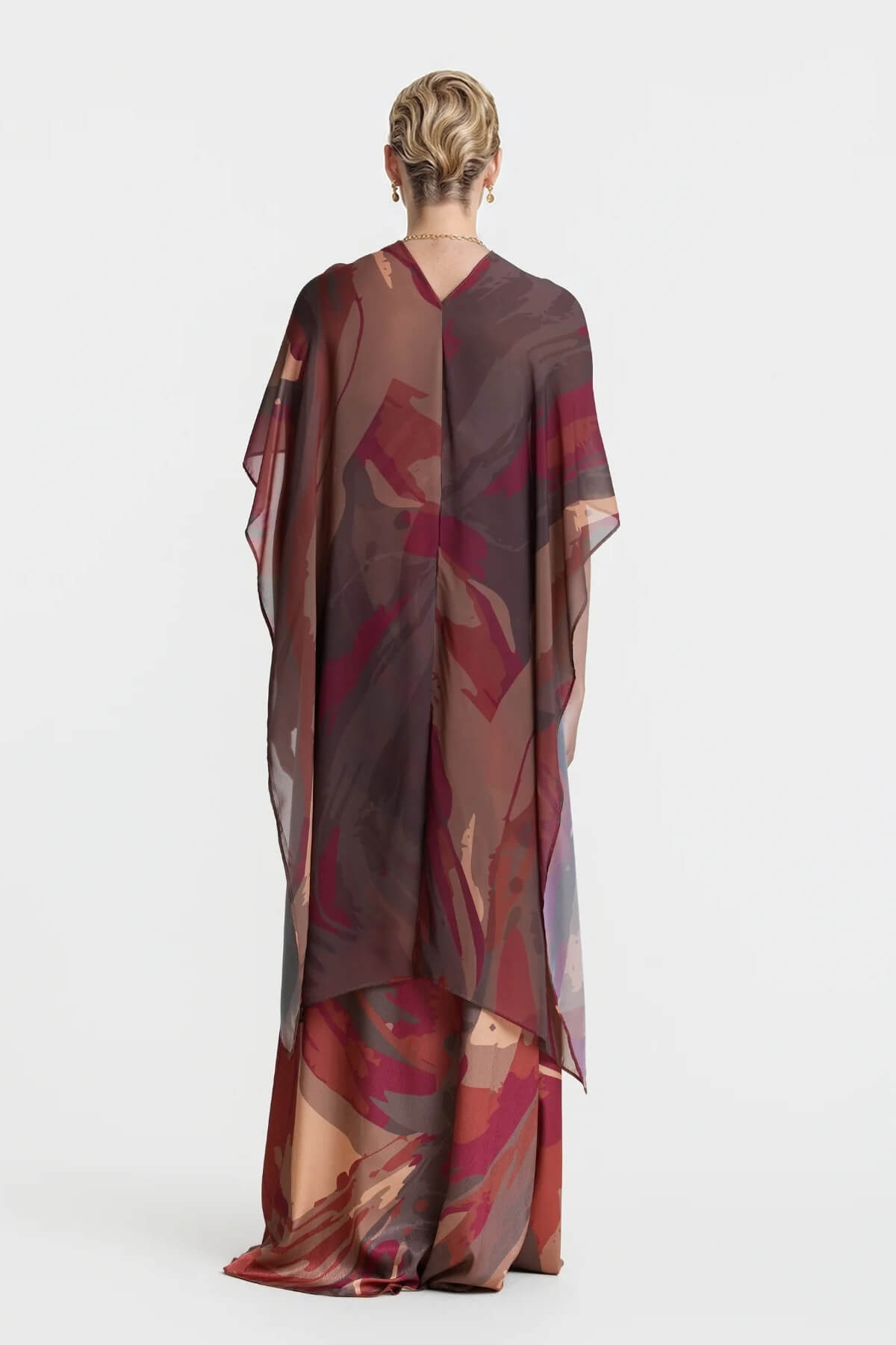 Elegant Strapless Shawl-Style Flowing Maxi Dress