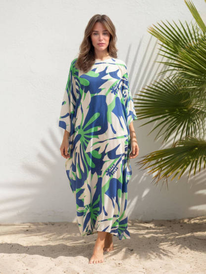Boho Print Asymmetrical Maxi Dress