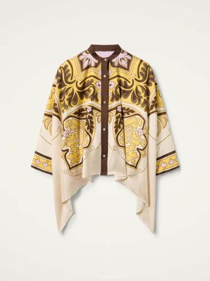 Unique Irregular Print Oversized Button-Down Shirt
