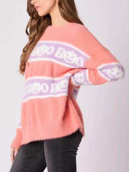 Funny Halloween Letter Pumpkin Pullover Sweater
