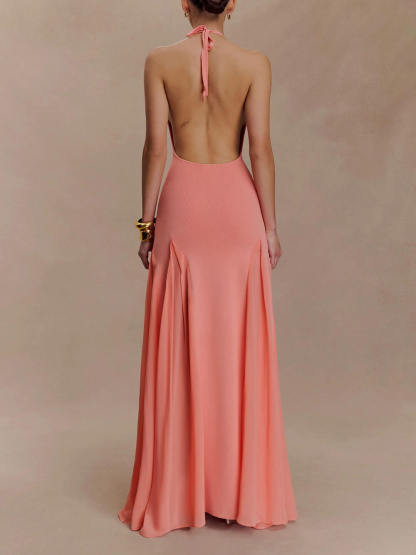 Exquisite Sexy Knit Mesh Splice Spaghetti Strap Maxi Dress