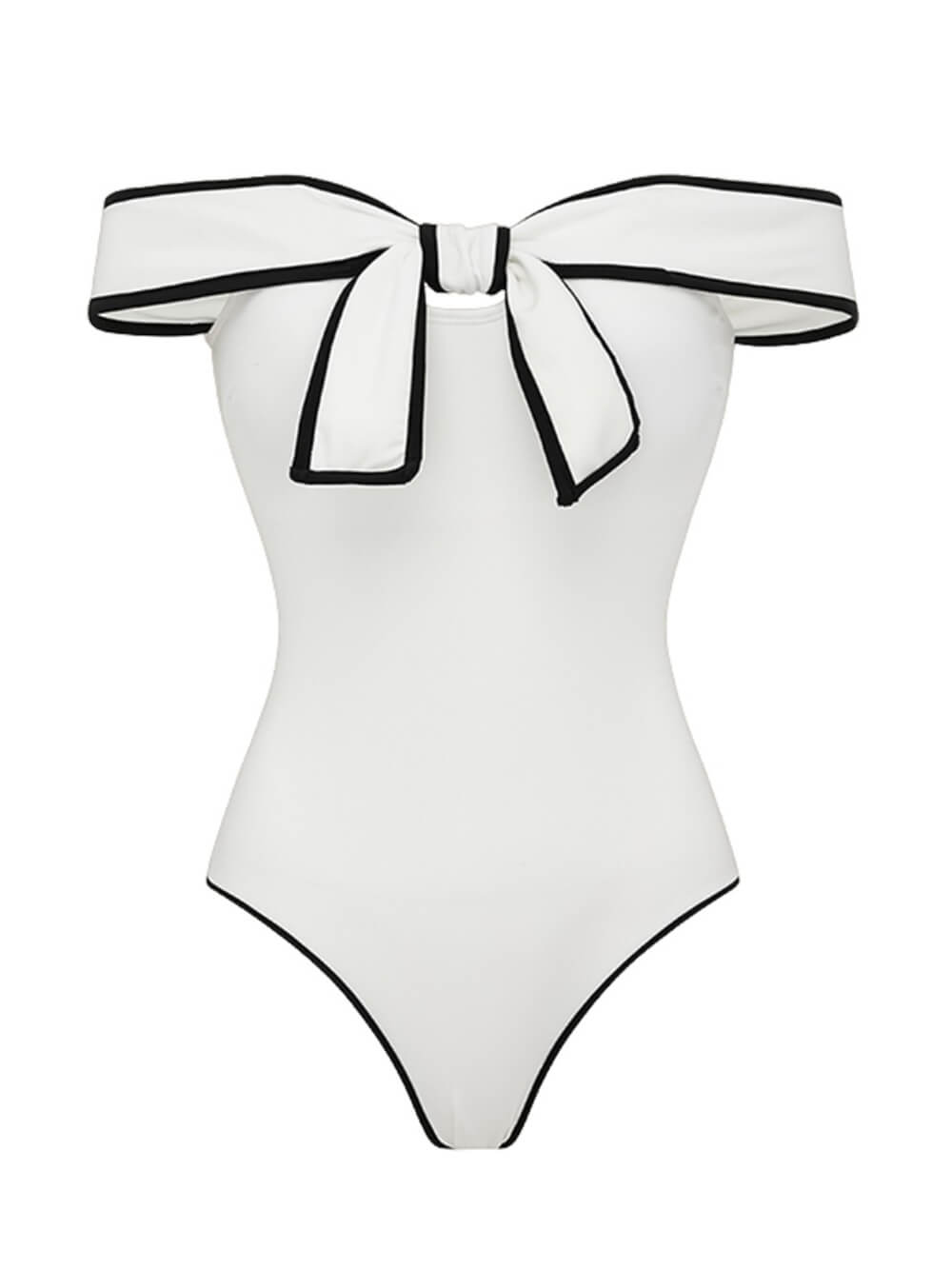 Sexy Strapless Black And White Colorblock One-Piece Swimsuit
